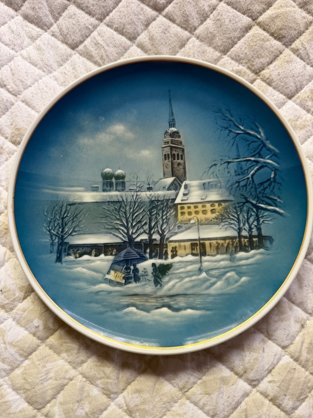 Rosenthal Blue and Gold Winter Village Decorative Plate